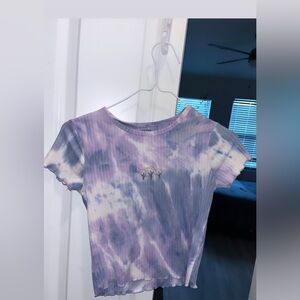 soft shirt purple , white and pastel blue tie dye very stretchy